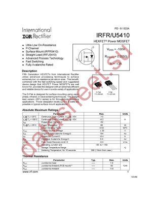 IRFU5410 datasheet  